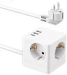Accezz PowerCube Strip | 6-in-1 – 1x USB-C + 2x USB-A + 3x lizdai – 4000 vatų – Baltas