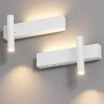 Klighten 2 Led vidaus sieninių &scaron;viestuvų rinkinys, 3 W + 3 W sieninis &scaron;viestuvas, 2 lemputės, 3000 K sieniniai &scaron;viestuvai su 2 jungikliais, apvalus sieninis prožektorius, 330&deg; pasukamas / 60&deg; reguliuojamas, svetainei, aliuminis, &scaron;ilta &scaron;viesa