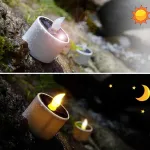 Soulbay saulės energija įkraunamos žvakės lauke, 5,8 x 5,1 cm, vandeniui atsparios saulės energija įkraunamos arbatinės žvakutės su mirgančia liepsna ir &scaron;viesos jutikliu, skirtos balkonui, sodui, žibintams, stovyklavimui, kambario dekoravimui, 6 vnt.