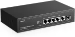 &Scaron;akotuvas Yulinca 6 prievadų gigabitinis poe jungiklis, 4 poe 1 uplink 1 sfp, 100/1000mbps, ieee802.3af/at, max 65w, prievado pagrindu veikiantis vlan, 250m poe plėtinys, be ventiliatoriaus nevaldomas ethernet jungiklis