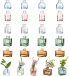 Glasseam dekoratyvinės spalvoto stiklo vazos, mini vazų rinkinys i&scaron; 20, eleganti&scaron;kos mažos vazos stalo dekoravimui, moderni gėlių vaza vestuvių stalo vir&scaron;ūnėms, gražios stiklinės vazos gėlių vazos Kalėdoms
