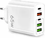 65w Greitasis tinklo įkroviklis: 2x Usb-c Powerdelivery 3x Usb-a Qc 3.0 Baltas