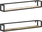 Sieninės lentynos, 2vnt., 120cm, perdirbtos medienos masyvas