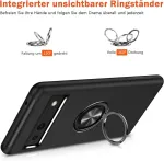 Dėklas Google Pixel 7a su 360&deg; žiedu, juodas