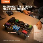 Vevor gitaros pedalų lenta 508x280mm aliuminio lydinio 1.2kg itin lengva sulankstoma gitaros efektų pedalų lenta su ne&scaron;iojimo krep&scaron;iu Velcro juostelėmis 10-12 gitaros pedalams