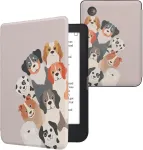 Kwmobile dėklas-vartomasis, skirtas kobo clara 2e / tolino shine 4 dėklui - el. skaityklės dėklas - funny dogs ruda baltas taupe