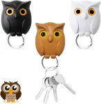 Vordpe 3 vnt. raktų pakabukas &bdquo;night Owl&ldquo;, raktų pakabukas &bdquo;owl&ldquo; sienai, magnetinis raktų pakabukas &bdquo;owl&ldquo; formos sieninis raktų pakabukas, automatinis atidarymo uždarymo akių raktų pakabukas &bdquo;owl&ldquo;