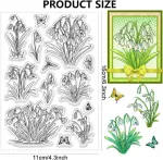 Chgcraft silikoninis antspaudas snowdrop flower skaidrus antspaudas skaidrūs antspaudai antspaudų rinkinys skirtas "pasidaryk pats" scrapbooking žurnalų nuotraukų albumų dekoratyvinėms dovanų etiketėms 10,9 x 16 cm