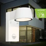 Telefunken - led lauko sieninis &scaron;viestuvas su judesio jutikliu, prieblandos jutikliu, apsauga nuo purslų, lauko lempa, sieninis &scaron;viestuvas, led prožektorius, lauko ap&scaron;vietimas, 16.5 x 9.5 x 15.5 cm, baltas