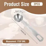 2 x 5 ml matavimo &scaron;auk&scaron;tai, matavimo &scaron;auk&scaron;tai su trumpa rankena, patvarūs nerūdijančio plieno matavimo &scaron;auk&scaron;tai maltai kavai, biriai arbatai ir medui