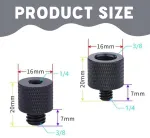 Ghpkotw 4 vnt. sriegių adapterių rinkinys nuo 3/8 colio iki 1/4 colio ir nuo 1/4 colio iki 3/8 colio trikojo adapteris, pagamintas i&scaron; aliuminio lydinio, kameros varžtų adapteris garsiakalbiams, trikojams, lempų trikojams, kamerų trikojams, mikrofonui