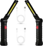 2 vnt. įkraunamų usb inspekcinių lempų led darbo lempa su cob ir smd, 360&deg; pasukimas, magnetinis pagrindas ir kabliukas, 5 režimai, vandeniui atspari magnetinė dirbtuvių lempa automobiliui, stovyklavimui, avarinei situacijai, automobilių remontui