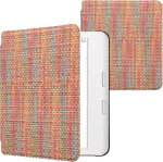 Kwmobile dėklas-knygelė, skirtas kobo kobo libra colour/tolino vision colour &ndash; e. skaityklės dėklas &ndash; spalvingas languotas geltonas raudonas žalias