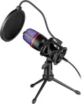 Defender Forte Gmc 300 žaidimų mikrofonas - Pc transliacijoms ir podcast'ams, Asmr, stovo mikrofonas, Usb žaidimų mikrofonas, sulankstomas trikojis ir Rgb ap&scaron;vietimas, studijinis mikrofonas