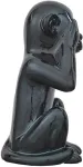 Home Deco Factory, Hd0008, juoda beždžionės statula 28 cm - modernus ir eleganti&scaron;kas interjero dekoratyvinis objektas, unikalus dizainas, universalus ir lengvai prižiūrimas - dydis 28 cm, juoda spalva, įvairių spalvų