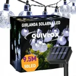 Quivlox saulės energija varomos led girliandos lauko pakabinamos 9.5m sodo dekoracijos