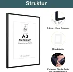 Plakatas Englory a3 nuotraukų rėmelis, metalinis aliuminio rinkinys i&scaron; 2 dalių su perspex priekiu, skirtas montuoti ant sienos, 29,7 x 42 cm, juodas paveikslų rėmelis sertifikatams, plakatų sienų dekoravimui