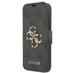 Dėklas Apple iPhone 13 Pro Max Guess Book 4G Big Metal Logo (GUBKP13X4GMGGR) pilkos spalvos