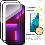 2 vnt viso ekrano grūdintas stiklas su rėmeliu, patogus Wozinsky Full Glue iPhone 15 &ndash; juodas