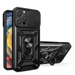 Hurtel Hybrid Armor Camshield Apple iPhone 16 Pro Max Armored Camera Cover and Stand - dėklas telefonui juodos spalvos