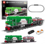 Lean Toys Nuotoliniu būdu valdomas traukinio konstruktorius su bėgiais, 1090 detalių