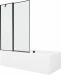 Vonia Mexen Cube su apdaila ir stiklo sienele, 180x80 cm + 120 cm, Baltas+Juodas frame