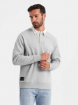 Collar vyri&scaron;kas džemperis su balta polo apykakle - pelenų spalvos v7 om-ssnz-0132