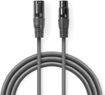 &bdquo;Nedis&ldquo; subalansuotas garso kabelis XLR 3 kontaktų (M) - XLR 3 kontaktų (F) 1,00 m, tamsus pjūklo dantų formos