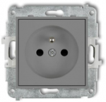 Karlik Elektrotechnik 27IGP-1zp ICON Vieno lizdo mechanizmas su įžeminimu 2P+Z (srovės kelio sklendės) matinė pilka 27IGP-1zp