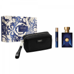 Set Versace: Dylan Mėlyna, Eau De Toilette, For Men, 100 ml + Dylan Mėlyna, Eau De Toilette, For Men, 10 ml + Versace, Zippered, GWP Textile Pouch, Juodas