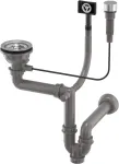 Alca plast Sifonas Stūmoklinis nuotėkis 3 1/2" su sifonu 1-kamerinis plieno (GRANIT-vertikalus) taupantis vietą