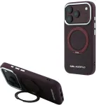 Karl Lagerfeld dėklas IPHONE 18 Pro/17 Pro, suderinamas su MagSafe (Ring Stand 360 Saffiano Classic Logo) bordinės spalvos