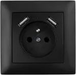 Toolight Viengubas Lizdas Su Įžeminimu + 2x Usb-a Oste Jnh003-g Juodas