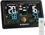 Kalawen belaidė meteorologijos stotis su lauko jutikliu, skaitmeninis spalvotas ekranas, belaidė meteorologijos stotis vidaus ir lauko naudojimui su orų prognoze, Dcf radijo laikrodis, maitinamas baterijomis ir i&scaron; elektros tinklo