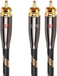 Skw audio kabelis rca ki&scaron;tukas į 2 rca ki&scaron;tukus, stereo audio kabelis, didelio tikslumo signalo kabelis, kurio skersmuo 6,0 mm (1,5 m, juodas)