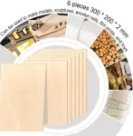 Dejivsin faneros rinkinys, 6 vnt., 300 x 200 x 2 mm, balzos mediena 2 mm, faneros plok&scaron;tė, liepos faneros medienos plok&scaron;tės, balzos medienos plok&scaron;tės lazeriniams projektams, "pasidaryk pats" modeliams, menams ir amatams, paveikslams