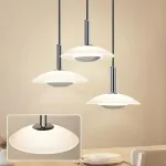 Zmh led pakabinamas &scaron;viestuvas svetainei - modernaus dizaino stiklinė virtuvės valgomojo kambario lempa 3000 k &scaron;iltai balta chromo spalvos valgomojo stalo lempa 3 lemputės apvalus metalinis pakabinamas &scaron;viestuvas valgomojo stalui miegamajam