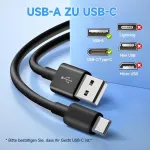 2 vnt. Usb C kabeliai 5m, Usb A į Usb-c įkrovimo ir duomenų sinchronizavimo laidas