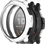 Conapika dėklas, skirtas Amazfit Active 2 su grūdintu stiklu, 2 vnt., pilnas padengimas, smūgiams atsparus Tpu stiklo apsauginis dėklas, itin plona ekrano apsauga, įbrėžimams atsparus apsauginis dėklas, juodas +