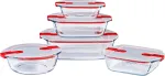 Pyrex&reg; - Cook & Heat - 5 stiklinių indų rinkinys su hermeti&scaron;kais dangteliais, tinkamas naudoti mikrobangų krosnelėje, be Bpa