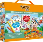 Bic Kids spalvinimo knygelių rinkinys: 18 spalvotų pie&scaron;tukų, 18 flomasterių, 18 kreidelių, 3 spalvinimo knygelės ir 50 lipdukų