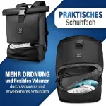Heaver&reg; kuprinė, rolltop, juoda su skyriumi batams ir ne&scaron;iojamam kompiuteriui, skirta vyrams ir moterims, lanksti talpa iki 28 l, atspari vandeniui, skirta sportui, laisvalaikiui, universitetui, kelionėms ir darbui