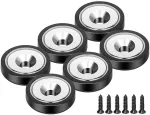 Wukong, 6 neodimio magnetų rinkinys, 16 x 5 mm, juodi, itin stiprūs, 6kg traukos jėga, su skyle ir kapsule, įleidžiamas puodo magnetas su varžtais, skirtas lentai, &scaron;aldytuvui, virtuvės darbo vietai