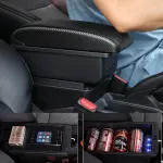 Yjywzh Suderinamas su Audi Tt Porankiais Dvigubo Sluoksnio Centrinė Konsolė Didelė Daiktadėžė su 3 Usb Įkrovimo Jungtimis Anglies Pluo&scaron;to Ra&scaron;tas