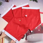 Gorgecraft 4 kėdžių užvalkalų rinkinys valgomojo kėdėms su raudona santa hat kepure, neaustinės medžiagos kėdės atlo&scaron;o užvalkalas, nuimamas, plaunamas, skirtas vakarienei namuose, kalėdiniams banketams, &scaron;ventėms