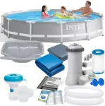 DIDELIS &Scaron;EIMOS BASEINAS SODE SU KARKASU INTEX 366x76 MEGA RINKINYS + DOVANA
