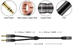 J&d 3.5 mm į dvigubą 3.5 mm kabelį, paauksuoto jungimo vario korpuso tvirtas 3.5 mm 1/8 trs moteri&scaron;kas į 2 x 3.5 mm 1/8 trs vyri&scaron;kas y skirstytuvo garso adapterio kabelis - 2 metrai