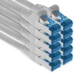1attack.de 10 x 2 m Cat.6 - ethernet gigabitinis lan tinklo patch kabelis rj45 cat 6 a 10000 mbit/s sftp pimf 500 mhz - baltas
