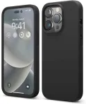 Elago Liquid Silicone dėklas, suderinamas su iphone 14 pro (6.1 colio) dėklu, auk&scaron;tos kokybės silikonas, viso korpuso apsauga - 4 sluoksnių smūgiams atsparus mobiliojo telefono dėklas, atsparus įbrėžimams mink&scaron;tas mikropluo&scaron;to pamu&scaron;alas, juodas