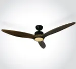 Lubinis &scaron;viestuvas 25W ventiliatorius su dimeriuojamu 22W LED &scaron;viestuvu, juodas/tamsaus medžio sp., 3000/4000/5500K, 6312D/B/V